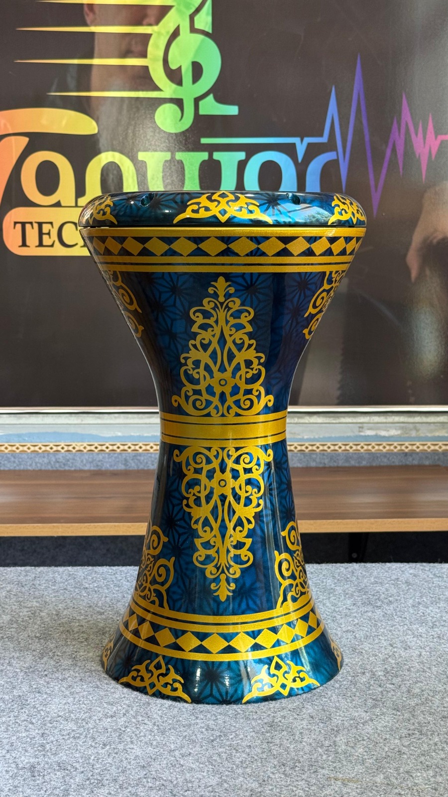8 Inch Darbuka Navy Blue Color with Gold Print