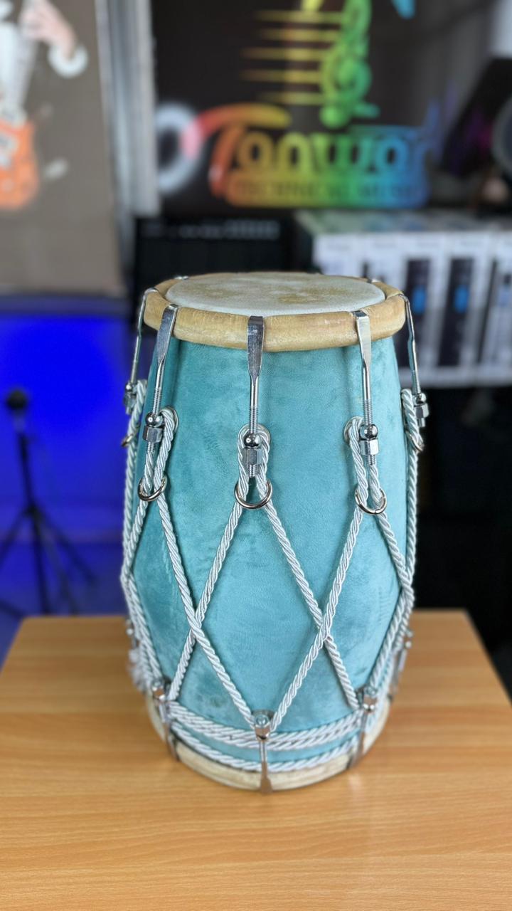 Sheesham Wood Dholak(Light blue color) – Traditional Indian Percussion Instrument