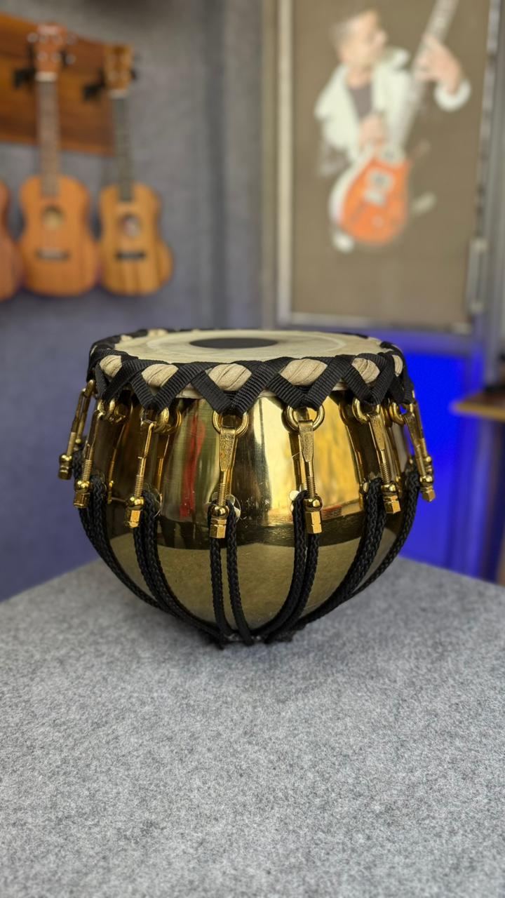 Tabla Baya (Bass Drum) – Golden/Black Rope Design